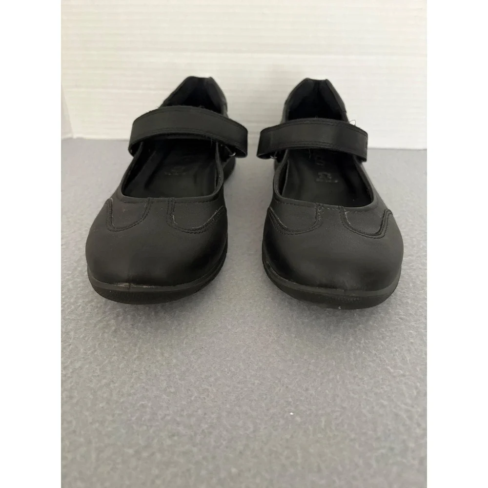 ECCO Womens Mary Jane Flats Leather EU 38 US 7-7.5 Black Hook Loop Comfort Shoe